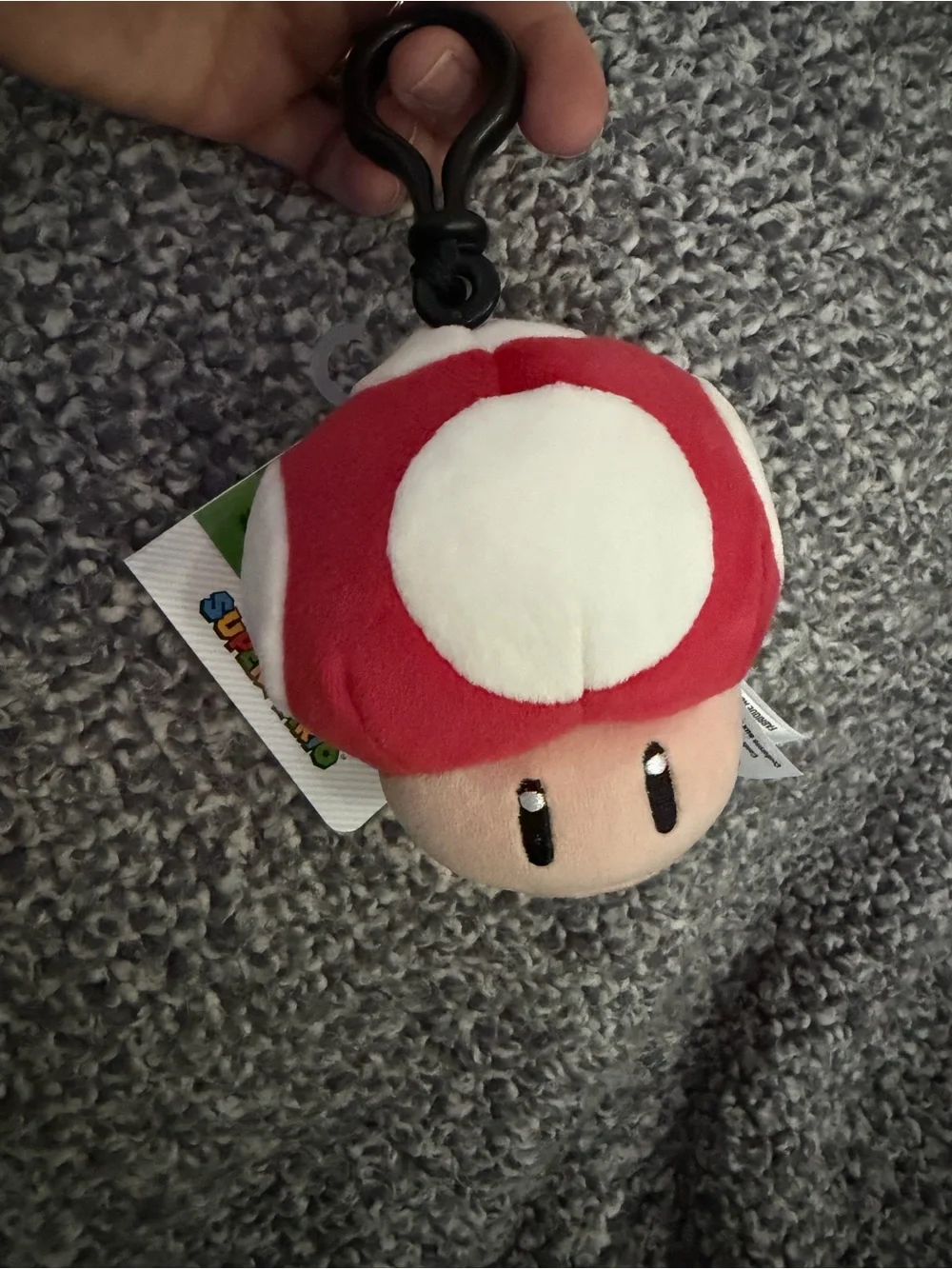 Nintendo Super Mario Toad Mushroom Plush book bag clip